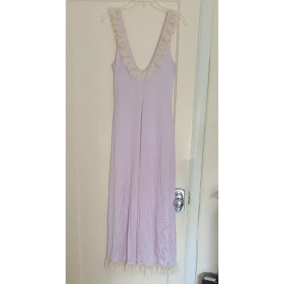 Vintage Jenelle Of California Sheer Nylon Nightgown Lace V Neck Tie Back - Picture 2 of 8